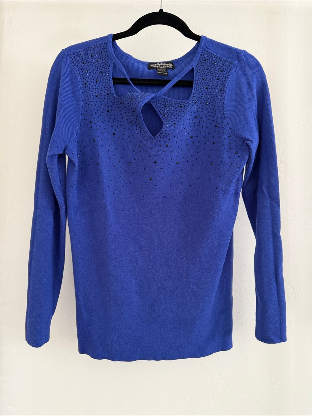 Women’s Blue Sweater with black rhinestones